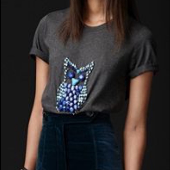 💜Host Pick💜 Burberry Prorsum Beaded Owl Runway T-shirt - Picture 2 of 8